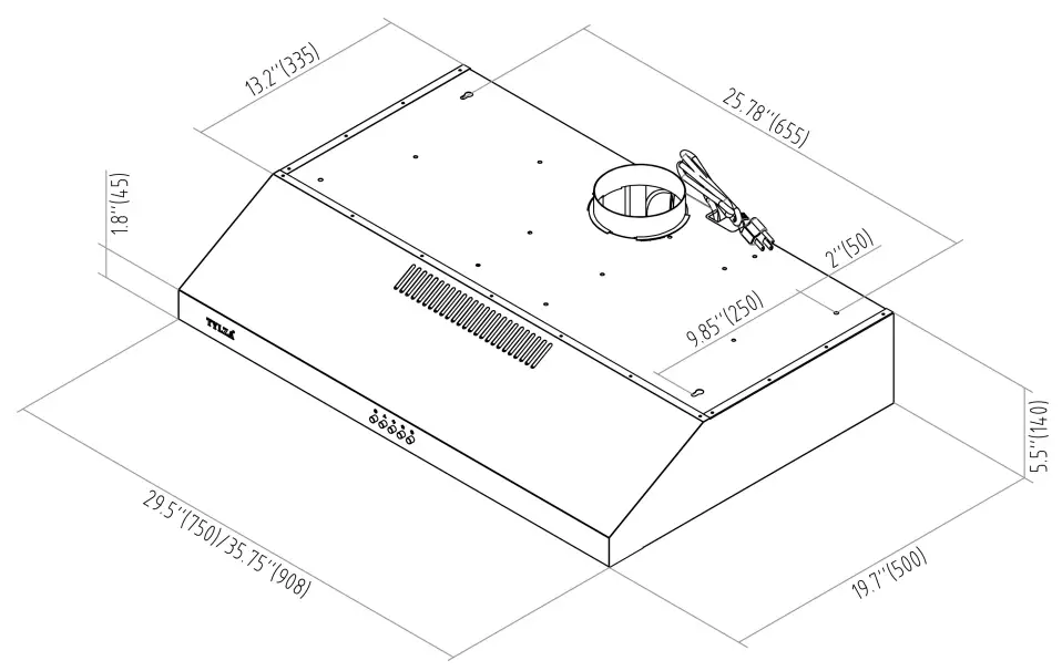 TYLZA KMJ01 0 Under Cabinet Range Hood - fig 9