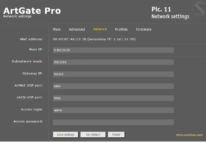 SUNDRAX RGS-X-DB-AC ArtGate DMX Ethernet Converter 10