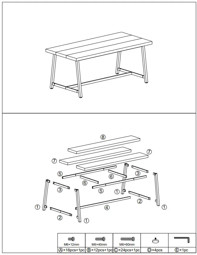 Tribesigns c0120 Cassey Rectangle Conference Table Meeting Table Rustic - figure 1