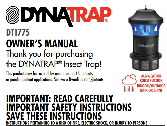 DYNA TRAP DT1775 Insect Trap Owner’s Manual