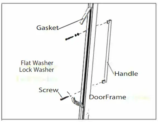 Whynter Stainless Steel Beverage Refrigerator with Reversible Door, Digital Control, Lock and Carbon - INSTALLING STAINLESS STEEL HANDLE