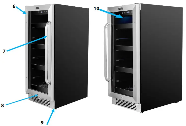 Whynter Stainless Steel Beverage Refrigerator with Reversible Door, Digital Control, Lock and Carbon - Parts 1
