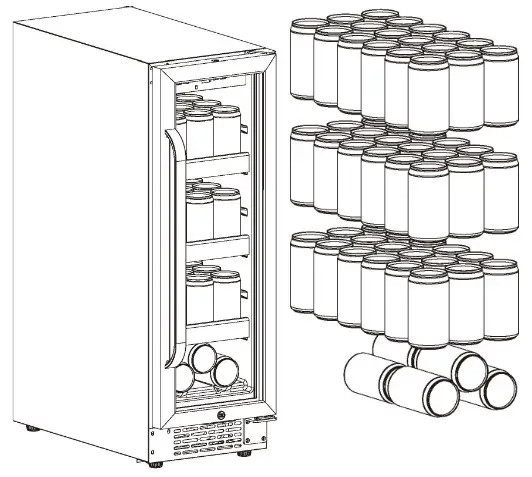 Whynter Stainless Steel Beverage Refrigerator with Reversible Door, Digital Control, Lock and Carbon - Storage1