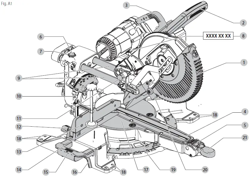 DEWALT DWS727 Miter saw with 250mm feed 1600W 01