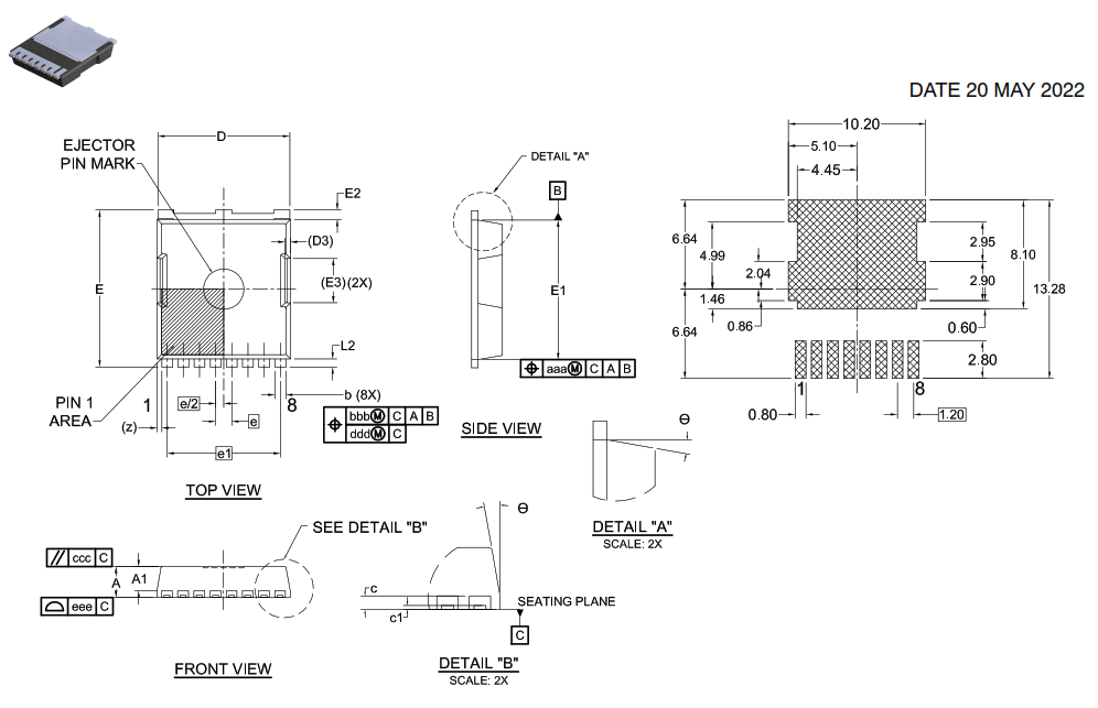 onsemi NVBLS001N06C Power Single N-Channel MOSFET - 5