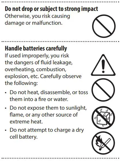 BOSS WL-60T Wireless Transmitter Owner's Manual - Handle batteries carefully