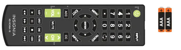 Remote control and two AAA batteries