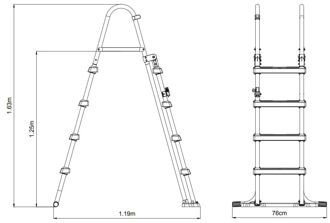 BESTWAY 58331 1.22m (48 Inch) Pool Ladder Owner's Manual - Overall dimension
