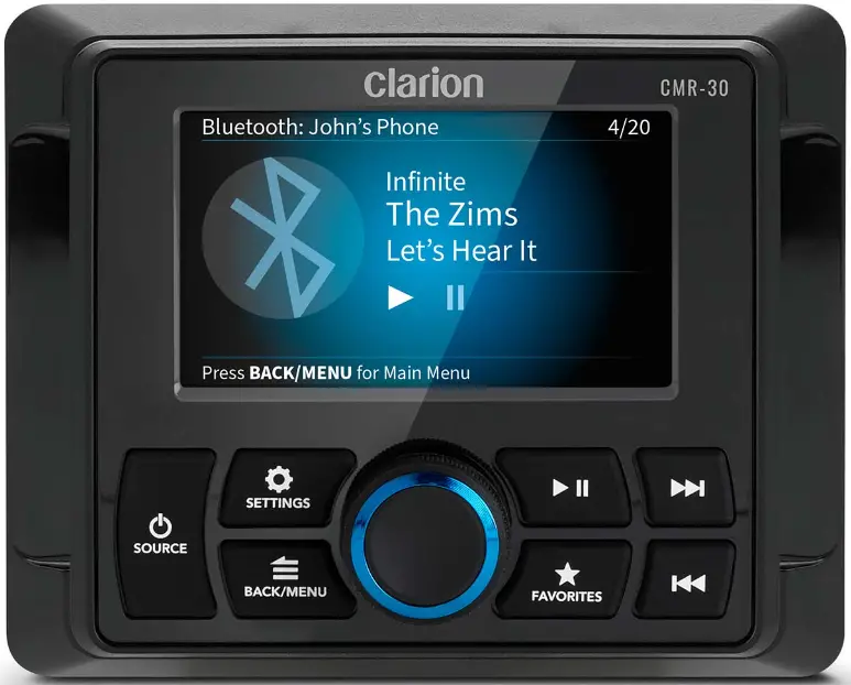 clarion CMR-30 Marine Wired Remote with Full Color LCD Display