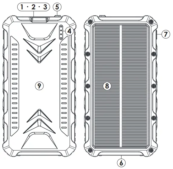 biione GEBRUIKERS Solar Power Bank 30000mAh lP54 - Overview