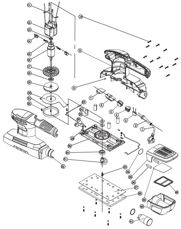 DEXTER 330SHS3.5 Sheet Sander - DETAILED VIEW