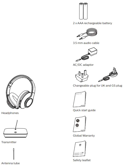 PHILIPS TAH6005 Wireless TV Headphone - What's in the box
