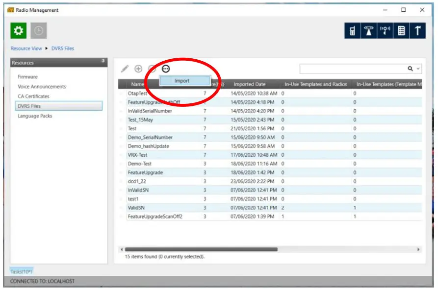 FUTURECOM DVR LX Over the Air Programming Via Radio Management - DVRS Files screen