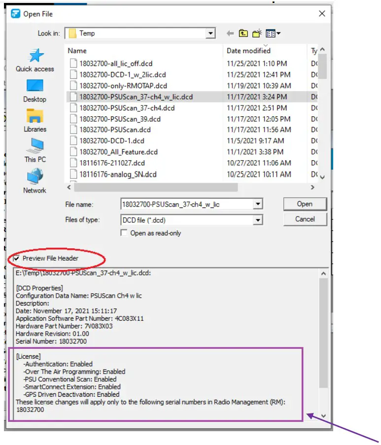 FUTURECOM DVR LX Over the Air Programming Via Radio Management - Preview File Header
