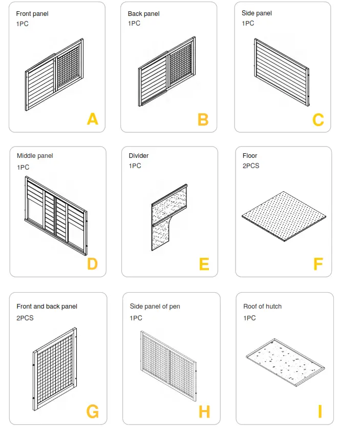 aivituvin AIR 28 Rabbit Hutch Indoor Bunny Cage - PARTS
