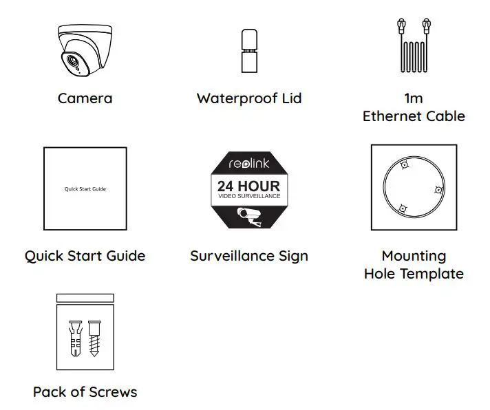 reolink PoE Dome Camera Instruction Manual - What’s in the Box