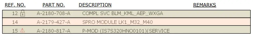 SONY KDL-32W6100 HD Smart LED TV -SET PART LIST