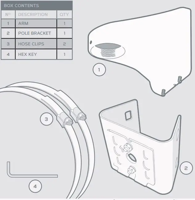 ONCAM C-Series Outdoor Pole Mount Bracker Accessory User Guide - BOX CONTENTS