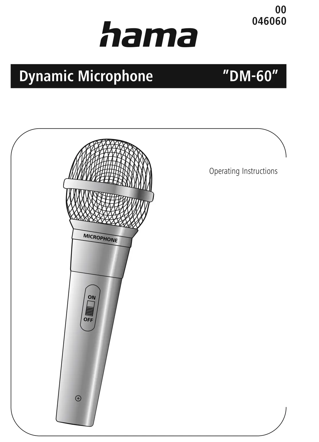 hama 046060 Dynamic Microphone ”DM-60” Instruction Manual