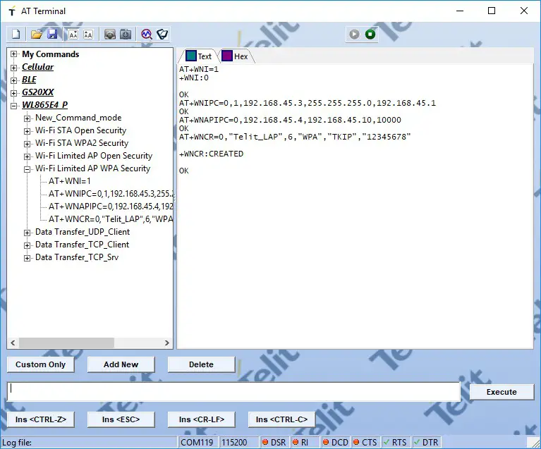 Telit WL865E4 P Evaluation Board - Wireless Operations 5