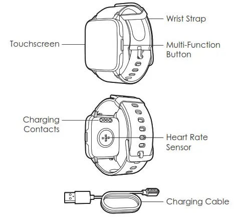 AUKEY LS02 Smartwatch - Product Diagram