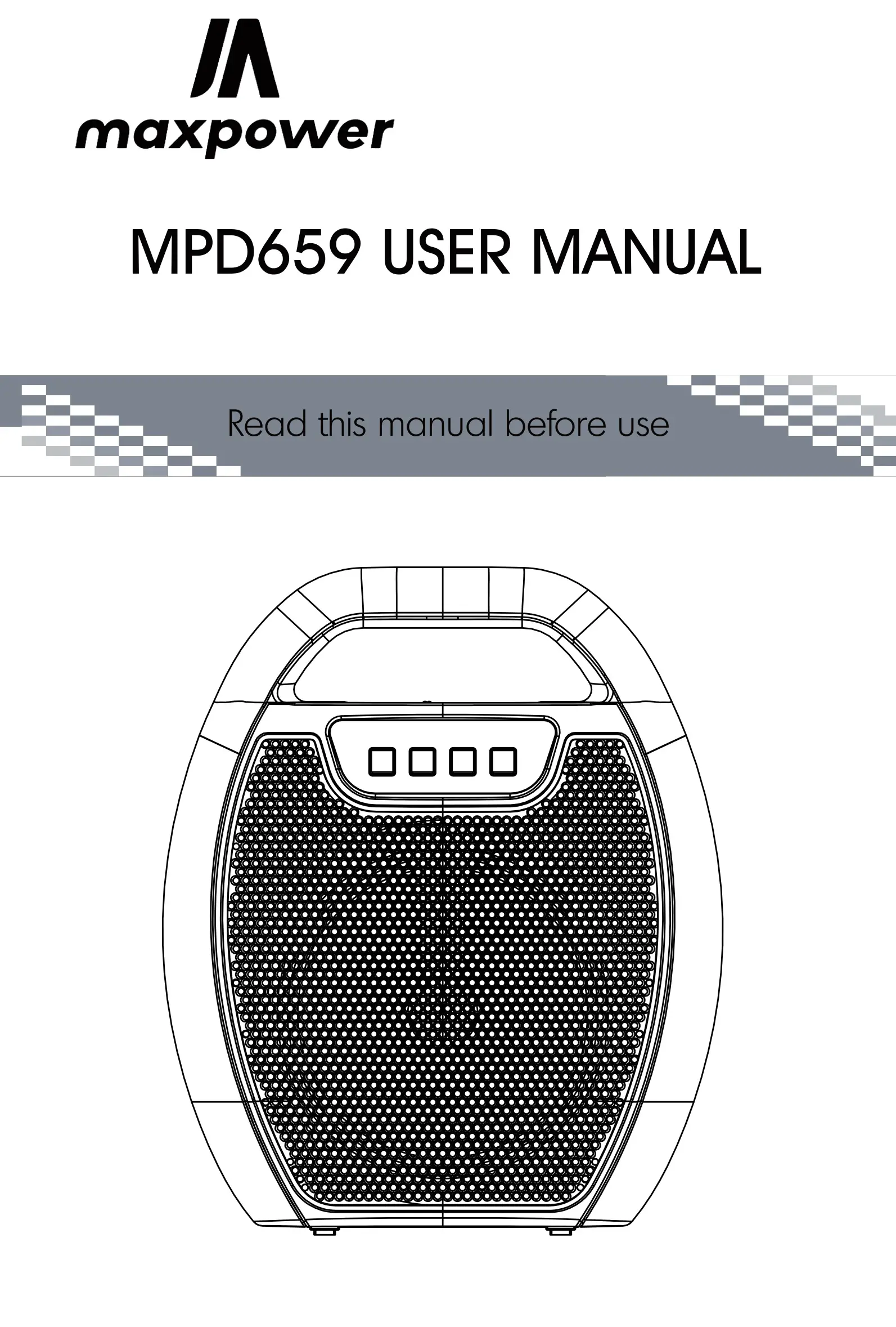 maxpower MPD659-Hypnotic 6.5 Inch Portable Speaker User Manual