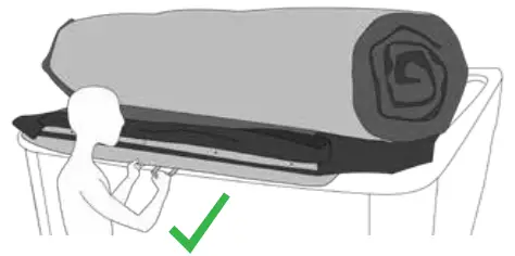 Cover skirting has been flipped up