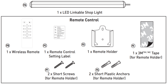 KODA LM030015 46 Inch LED Linkable Shop Light Slim Design with Motion Sensor and Remote Control - fig