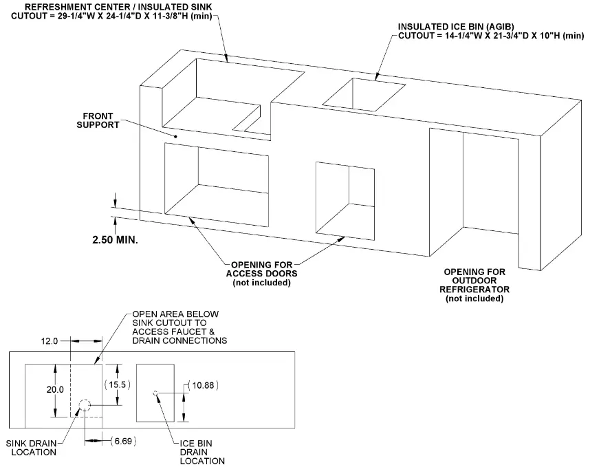 HESTAN Refreshment Center - DIMENSIONS