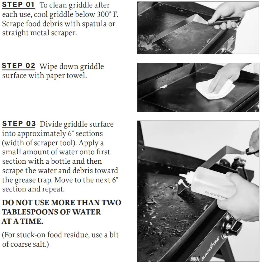 BLACKSTONE 2086 Griddle Electric Air Fryer Hood Owner's Manual - CLEANING YOUR GRIDDLE TOP