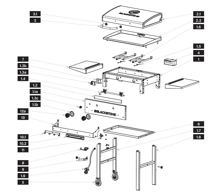 BLACKSTONE 2086 Griddle Electric Air Fryer Hood Owner's Manual - EXPLODED VIEW