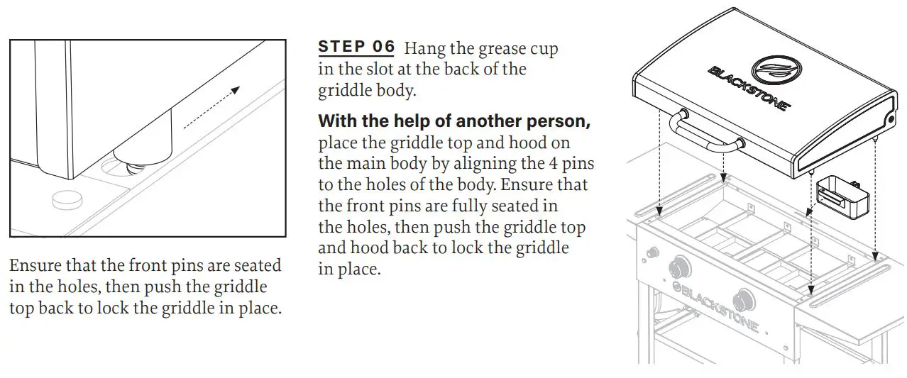 BLACKSTONE 2086 Griddle Electric Air Fryer Hood Owner's Manual - Hang the grease cup