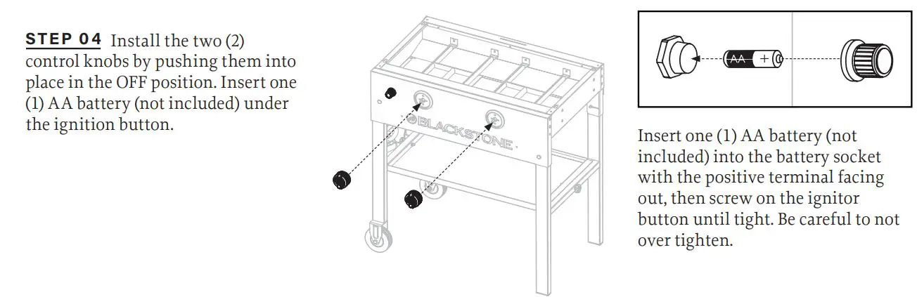 BLACKSTONE 2086 Griddle Electric Air Fryer Hood Owner's Manual - Install the two (2) control knobs by pushing