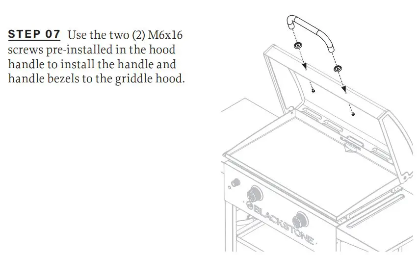 BLACKSTONE 2086 Griddle Electric Air Fryer Hood Owner's Manual - Use the two (2) M6x16