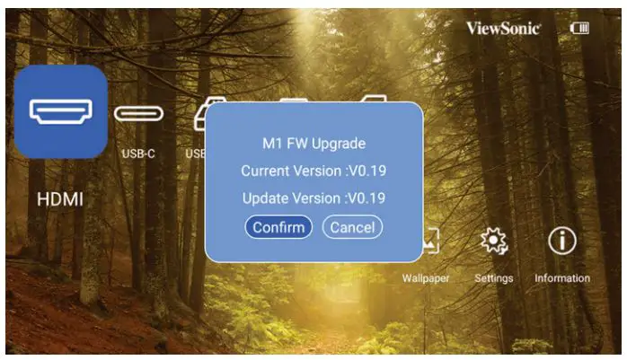 ViewSonic M1 Portable Cinema User Guide - M1 FW Upgrade