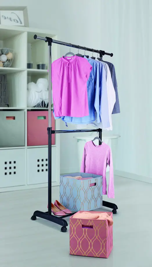 EASY HOME 2 Tier Rolling Garment Rack