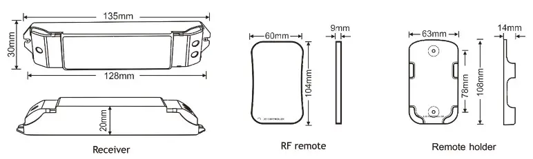 LTECH M3 Mini LED Controller - Product Size
