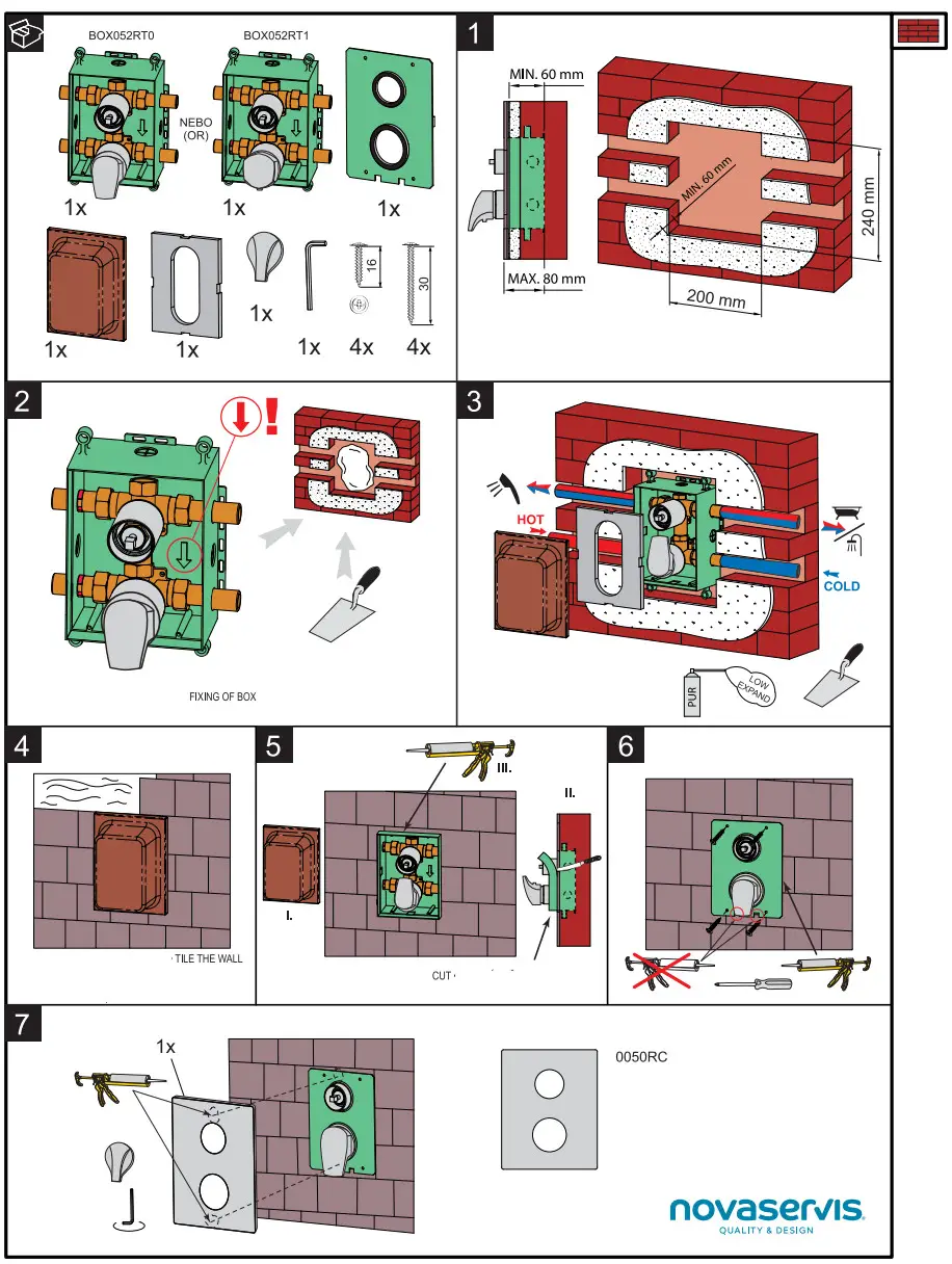 novaservis BOX57052RT Thermostatic Concealed Faucet - Figure 1
