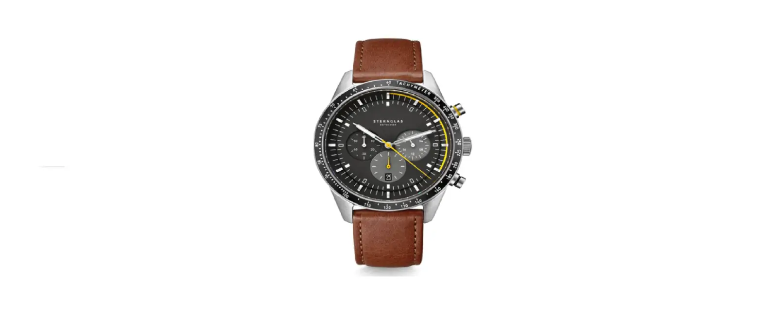 Sternglas Tachymeter 43mm Quartz Black-brown Leather Instructions