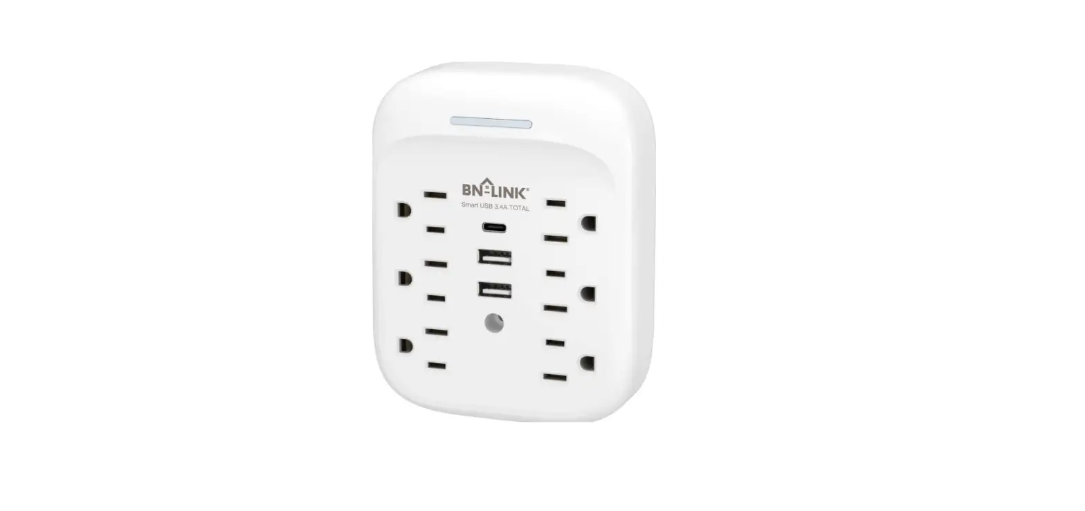 Bn-link 6-outlet Wall-tap W-usb A And C Charger Instruction Manual