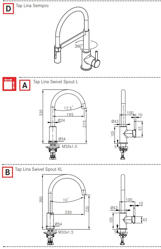 FRANKE FC 6088.031 LINA Brass Faucet-fig3