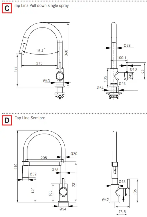 FRANKE FC 6088.031 LINA Brass Faucet-fig4