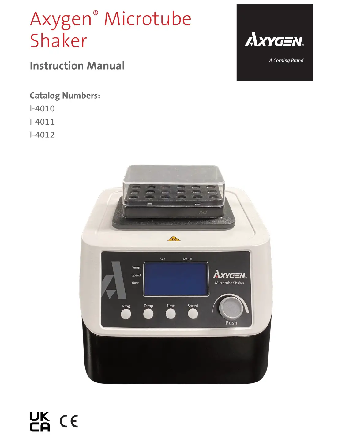 CORNING I-4010 Axygen Microtube Shaker Instruction Manual