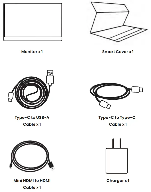 NEOFYTE T14P 14 Inch Portable Monitor - Package List