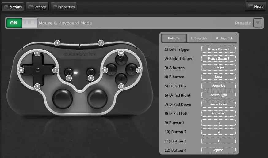 SteelSeries Mobile Wireless - BUTTONS