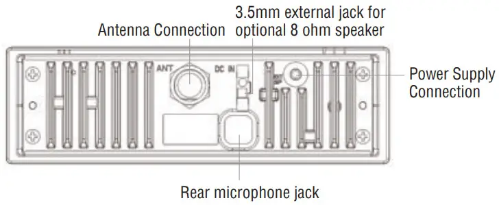 oricom UHF400R Heavy Duty Din Size 5 Watt UHF CB Radio-Rear View