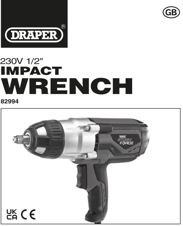 DRAPER 82994 230V 1 2 Inch Impact Wrench Kit Instruction Manual