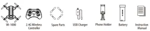 VOYAGE VA-1000 HD Streaming Video Drone - PACKAGE CONTAINS