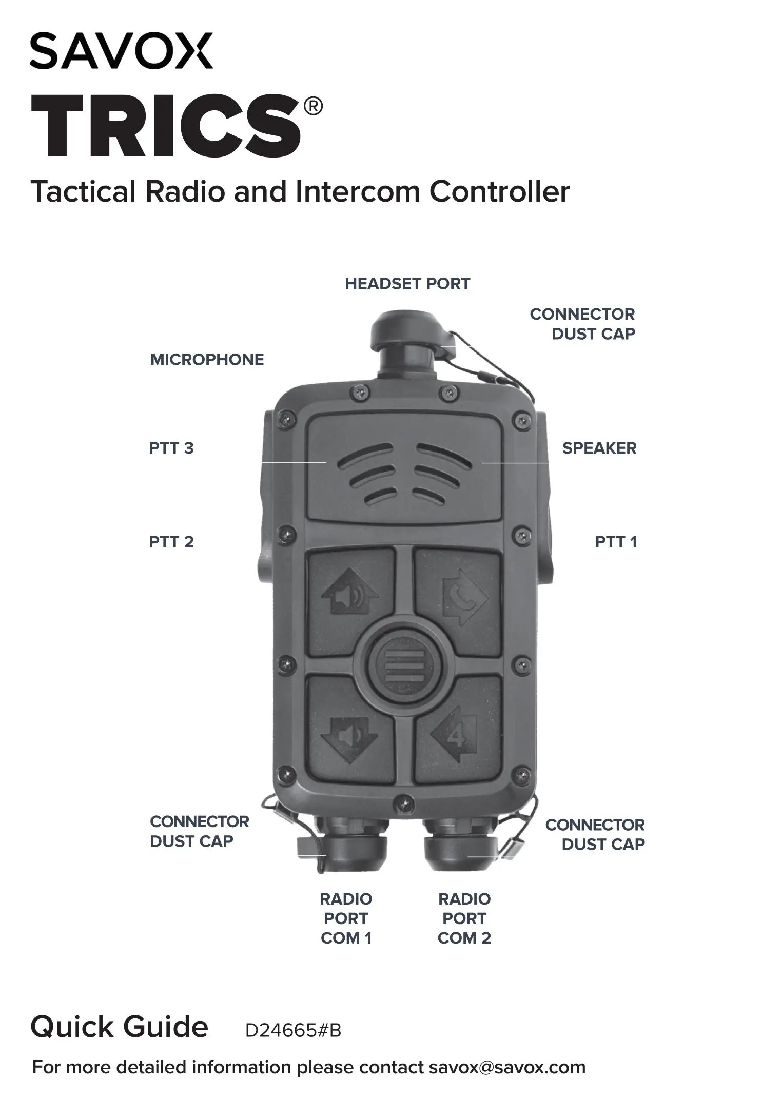 SAVOX TRICS Tactical Radio and Intercom Controller User Guide