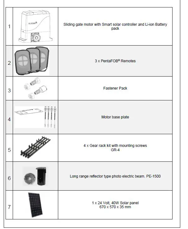 ELSEMA iS900Solar24 Sliding Gate Opener FIG 1